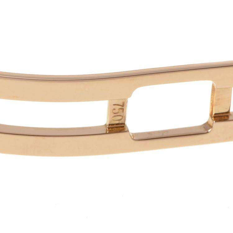 Pre Owned Hermes White 18k Yellow Gold Cape Cod CC1.285 Quartz Women's Wristwatch 23 mm