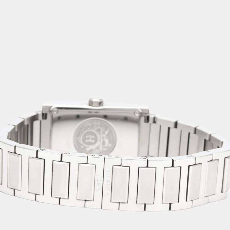Pre Owned Hermes Silver Stainless Steel Tandem TA1.230 Quartz Women's Wristwatch 19 mm