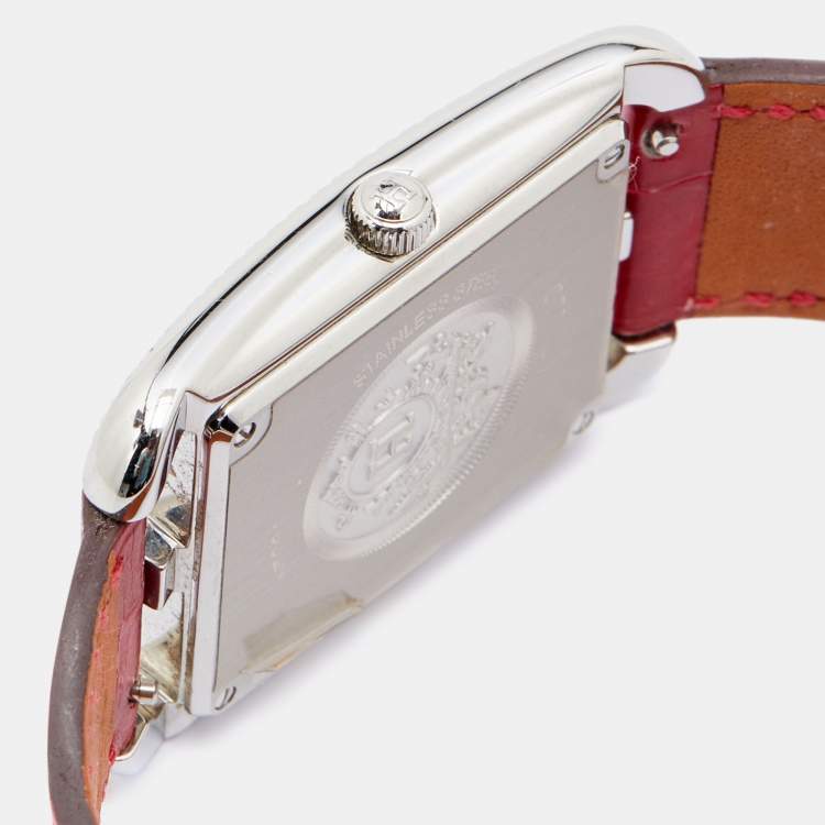 Pre Owned Hermes Mother Of Pearl Stainless Steel Diamond Alligator Leather Cape Cod W044213WW00 Women's Wristwatch 37 mm