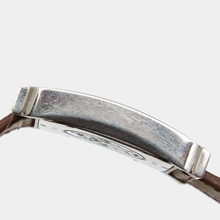 Pre Owned Hermes White Stainless Steel Leather Heure HH1.810 Women's Wristwatch 31 mm
