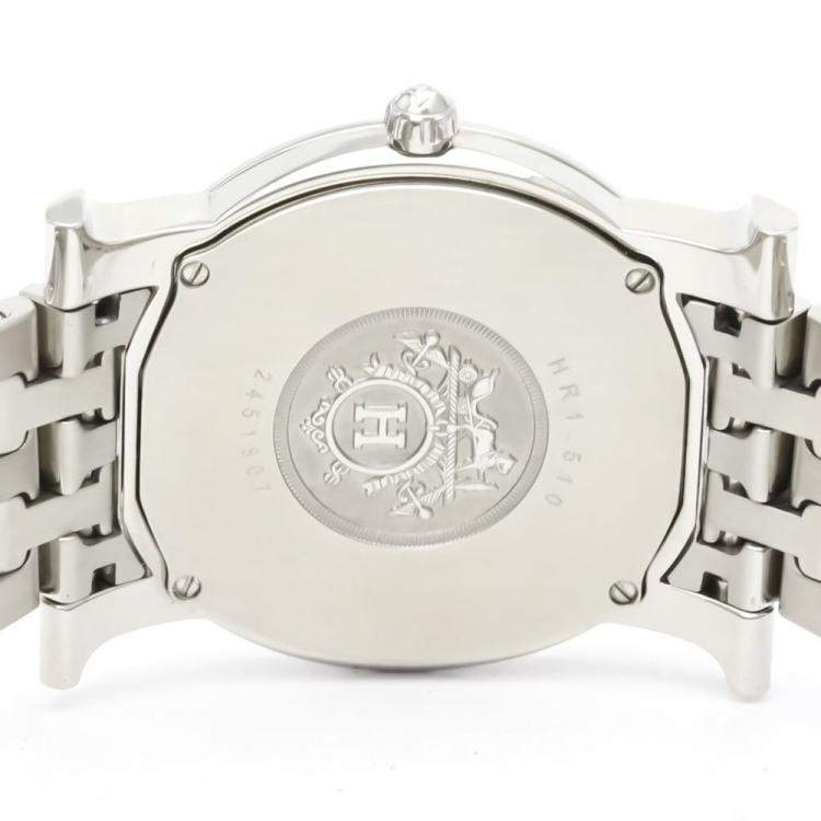 Pre Owned Hermes White Stainless Steel Heure H HR1.510 Quartz Women's Wristwatch 31 mm