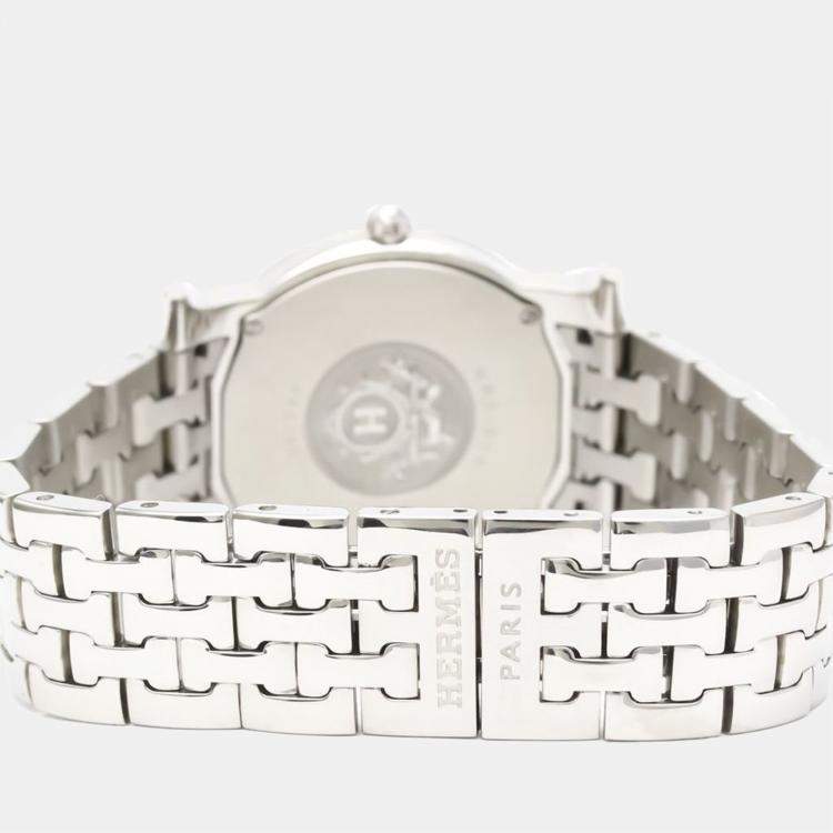 Pre Owned Hermes White Stainless Steel Heure H HR1.510 Quartz Women's Wristwatch 31 mm