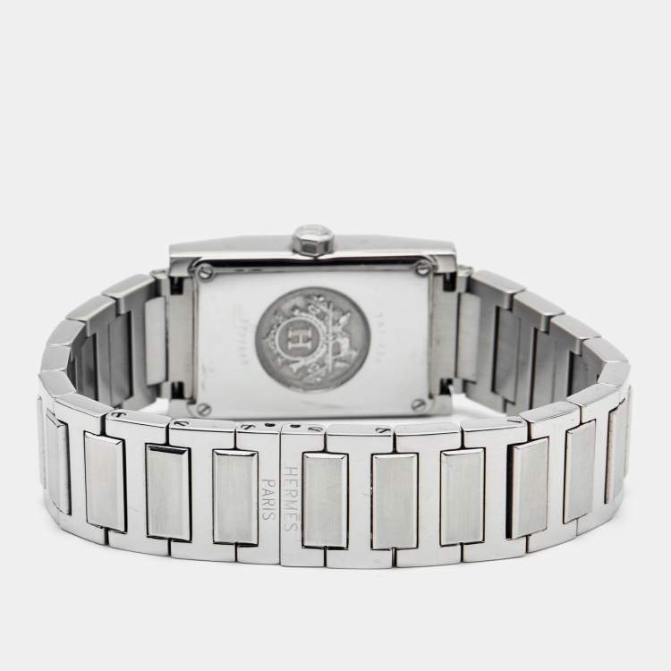 Pre Owned Hermes Silver Stainless Steel Tandem TA1.230 Quartz Women's Wristwatch 19 mm