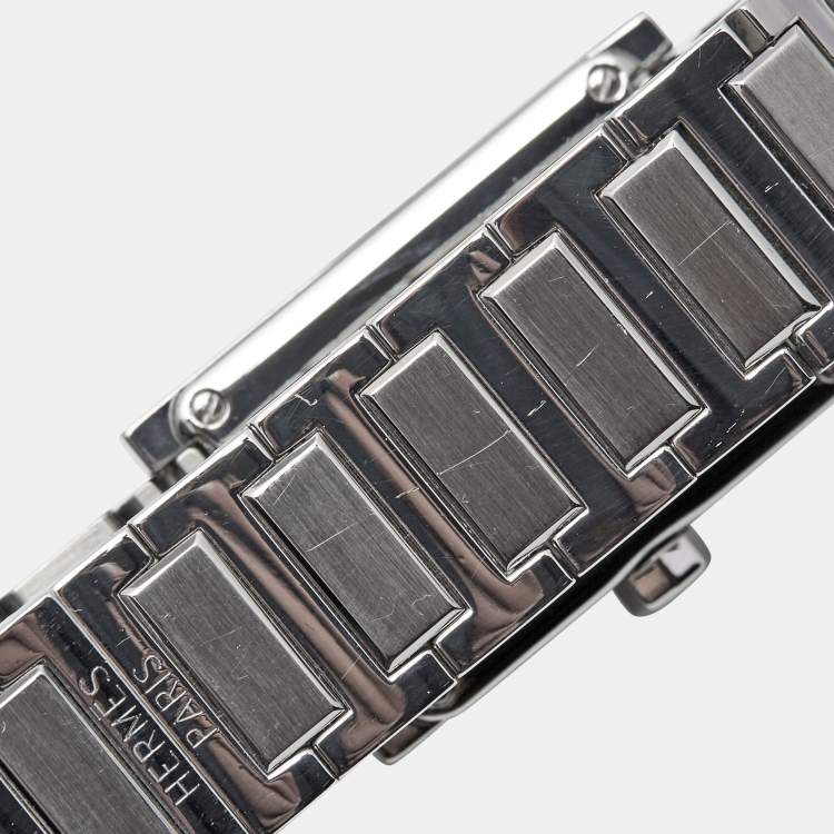 Pre Owned Hermes Silver Stainless Steel Tandem TA1.230 Quartz Women's Wristwatch 19 mm