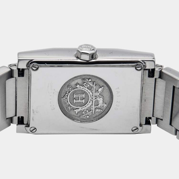 Pre Owned Hermes Silver Stainless Steel Tandem TA1.230 Quartz Women's Wristwatch 19 mm