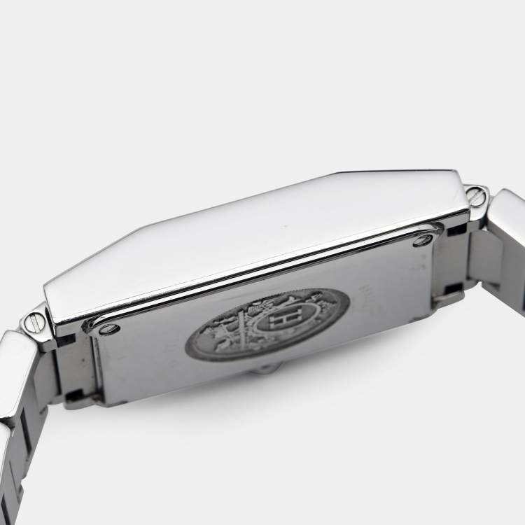Pre Owned Hermes Silver Stainless Steel Tandem TA1.230 Quartz Women's Wristwatch 19 mm