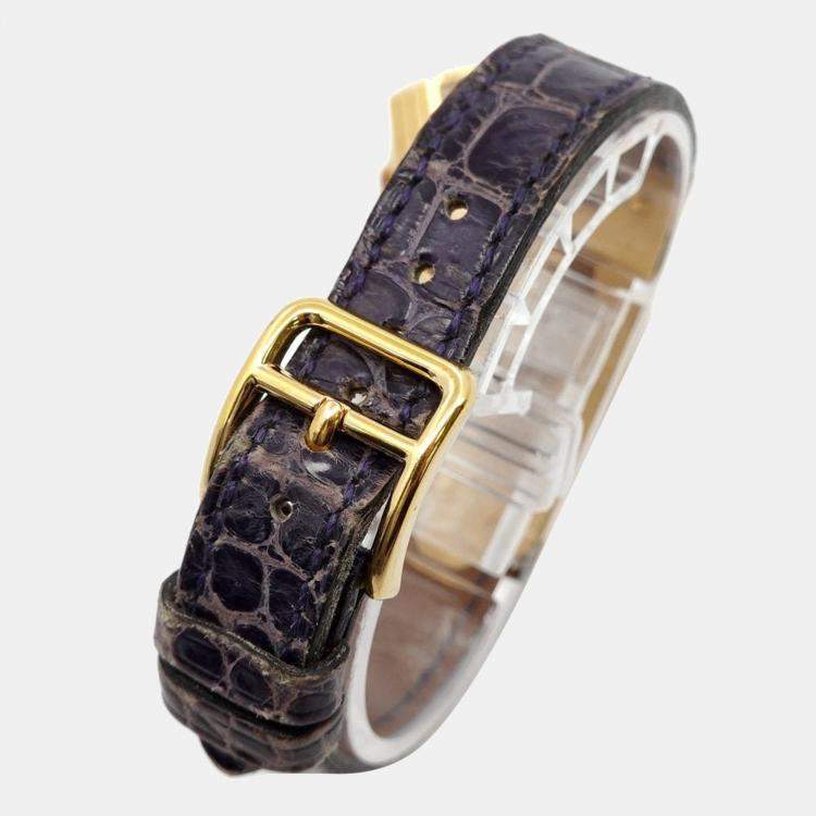 Pre Owned Hermes Champagne Yellow Gold Plated Stainless Steel Kelly Quartz Women's Wristwatch 20 mm