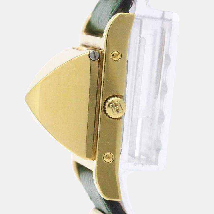 Louis Vuitton White Shell 18K Yellow Gold Tambour Q132L Quartz Women's Wristwatch 34 mm