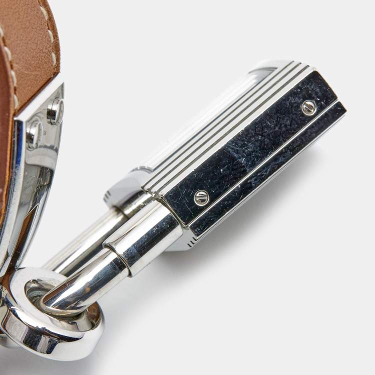 Pre Owned Hermes Silver Stainless Steel Leather Kelly KE1.210 Women's Wristwatch 20 mm