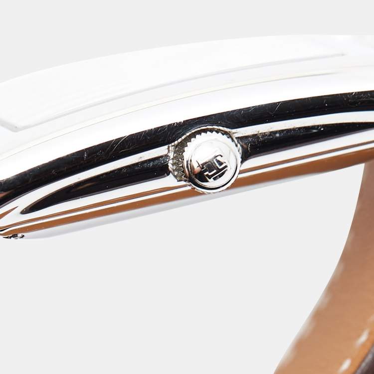 Pre Owned Hermes Silver Stainless Steel Leather Cape Cod CC1.710 Women's Wristwatch 29 mm