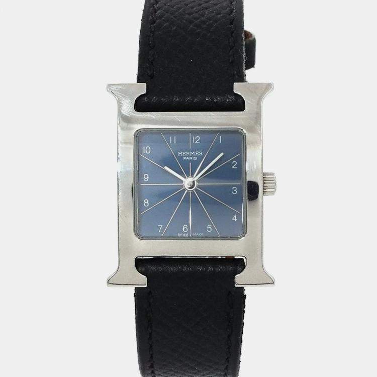 Pre Owned Hermes Blue Stainless Steel Heure H HH1.210 Quartz Women's Wristwatch 21 mm