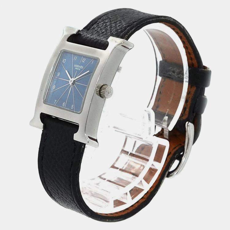 Pre Owned Hermes Blue Stainless Steel Heure H HH1.210 Quartz Women's Wristwatch 21 mm