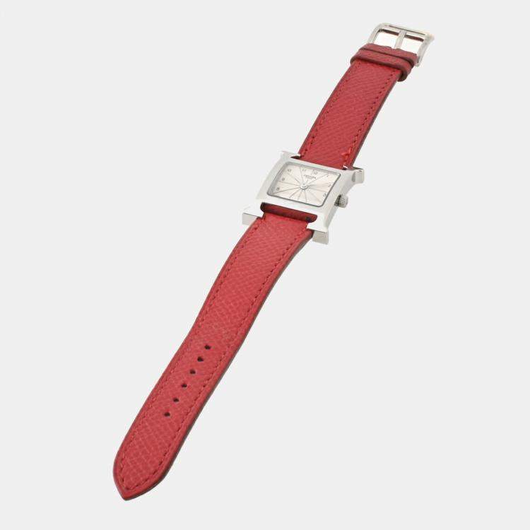 Pre Owned Hermes Silver Stainless Steel Heure H HH1.210 Quartz Women's Wristwatch 24 mm
