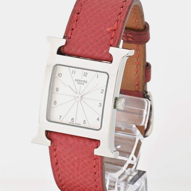 Pre Owned Hermes Silver Stainless Steel Heure H HH1.210 Quartz Women's Wristwatch 24 mm