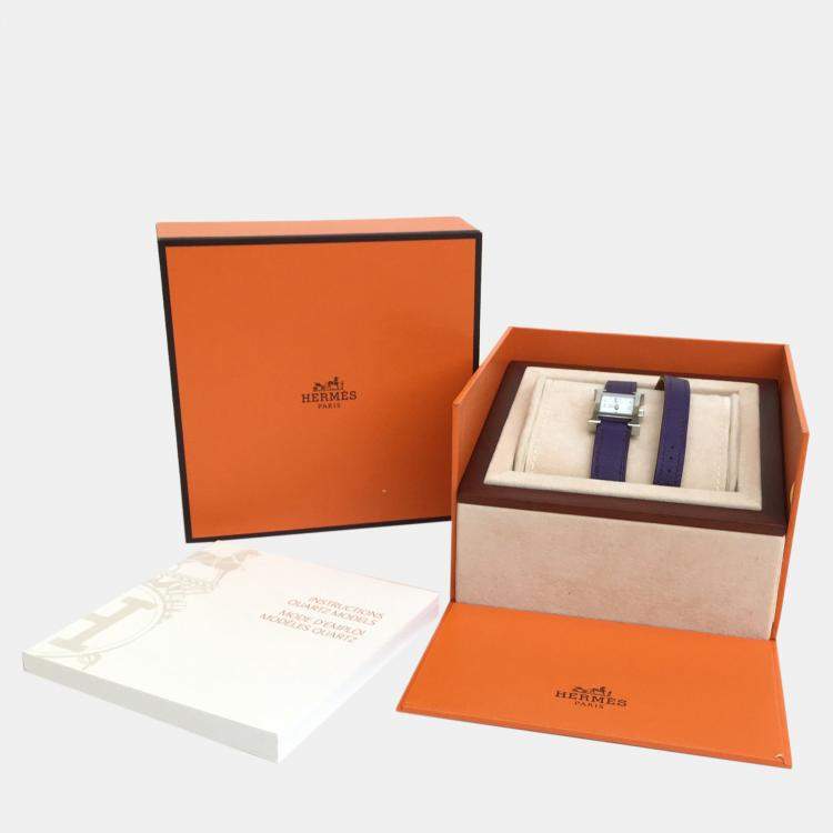 Pre Owned Hermes Iris/ Purple Evercolor Heure H Mini Watch 21 mm