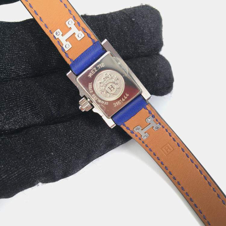 Pre Owned Hermes Blue Swift Mini Medor Watch 16 mm
