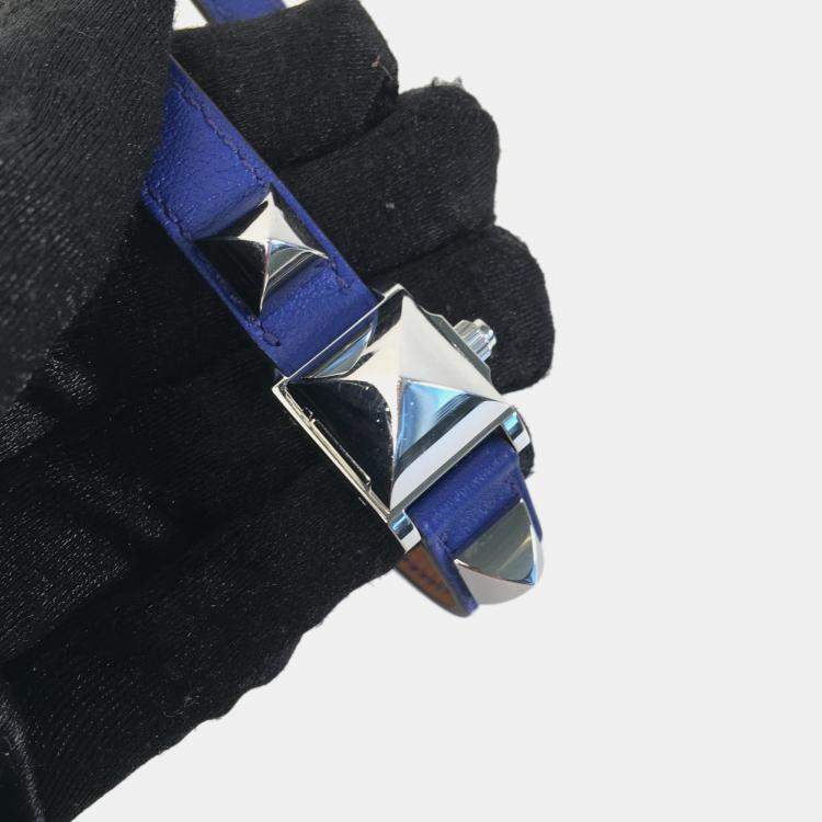 Pre Owned Hermes Blue Swift Mini Medor Watch 16 mm