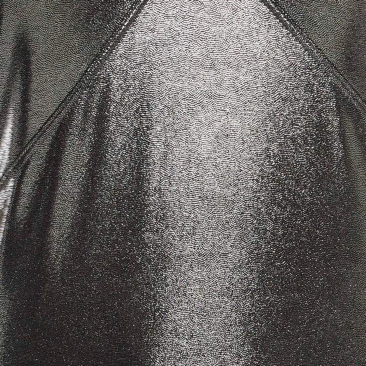 Pre Owned Heroine Sport Metallic Silver Lamé Racing Jumpsuit L