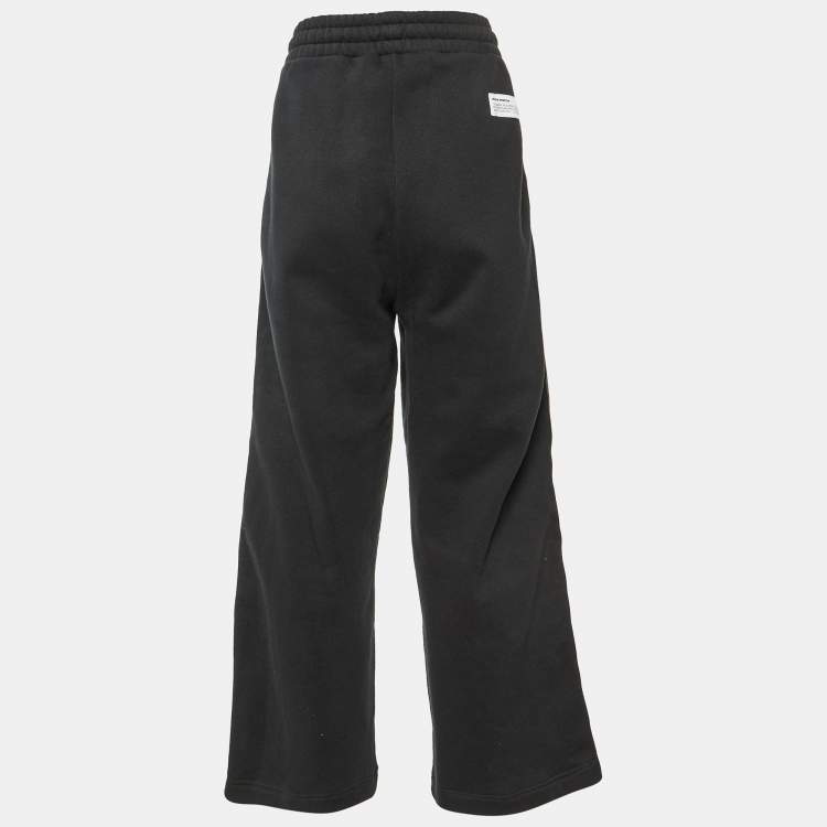Pre Owned Heron Preston Black Cotton Logo Tape Detail Sweatpants L