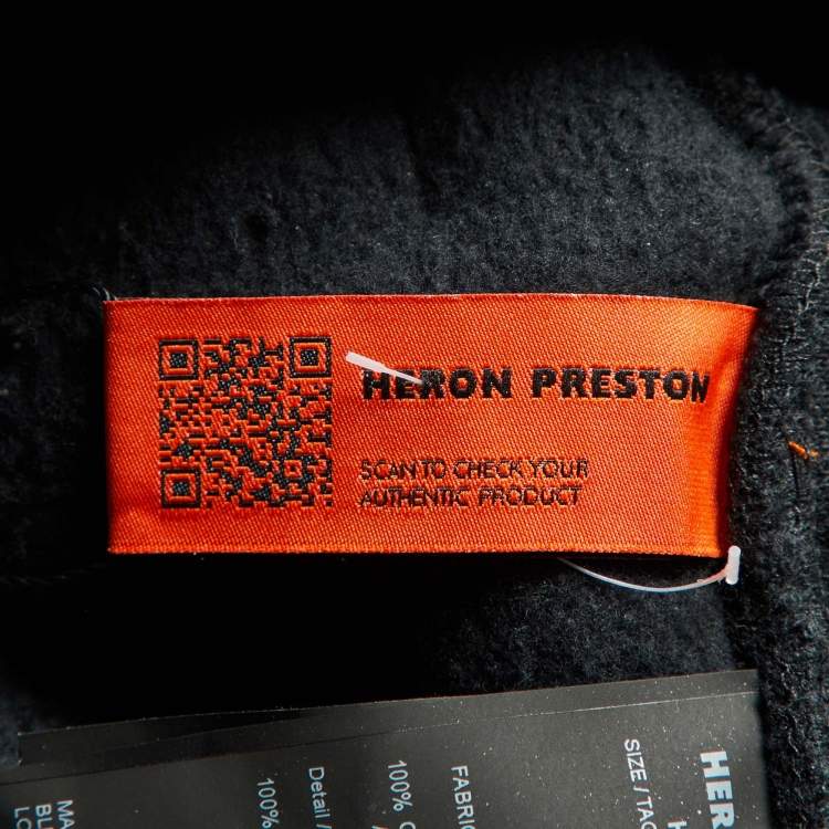 Pre Owned Heron Preston Black Cotton Logo Tape Detail Sweatpants L