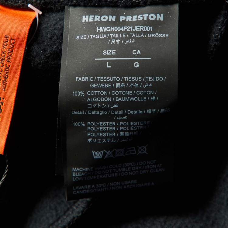 Pre Owned Heron Preston Black Cotton Logo Tape Detail Sweatpants L