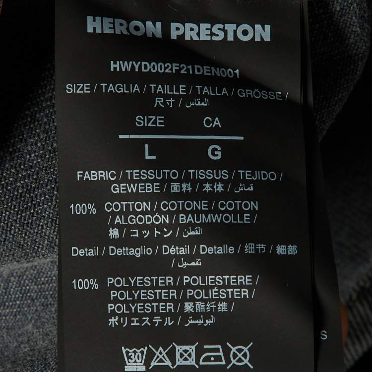 Pre Owned Heron Preston Charcoal Grey Denim Oversized High-Low Shirt L