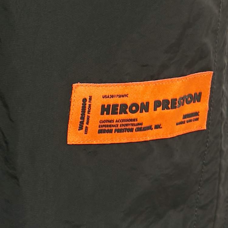 Pre Owned Heron Preston Black Nylon Print Coulisse Pants S