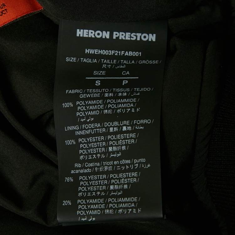 Pre Owned Heron Preston Black Patch Work Nylon Padded Crop Jacket S