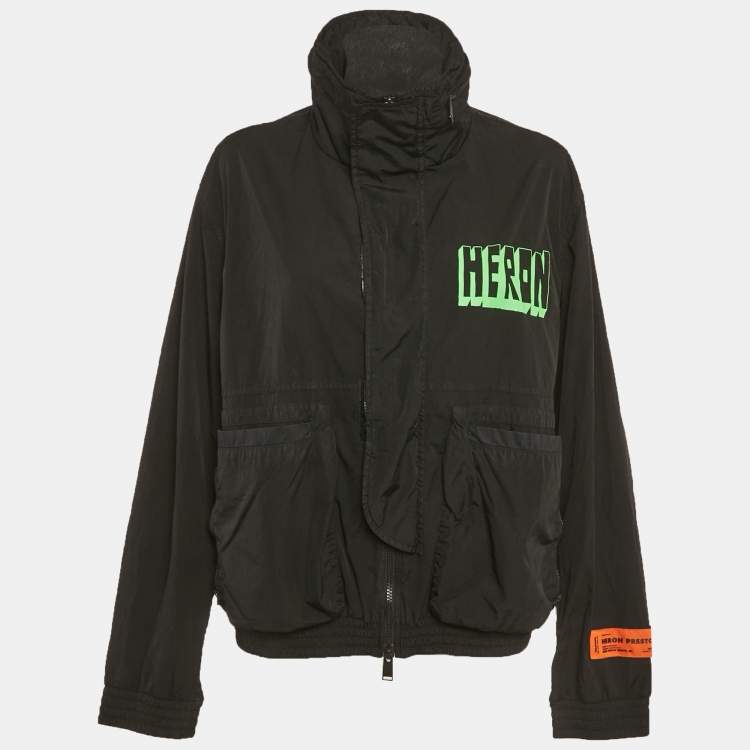 مملوكة مسبقًا Heron Preston Black Nylon Zip-Up Jacket L