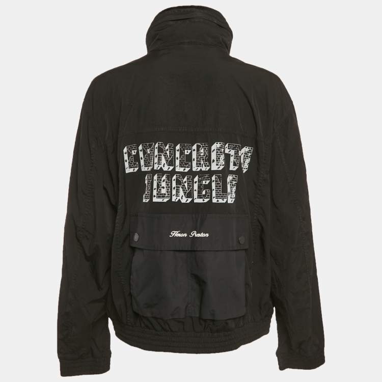 مملوكة مسبقًا Heron Preston Black Nylon Zip-Up Jacket L