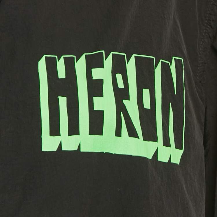 مملوكة مسبقًا Heron Preston Black Nylon Zip-Up Jacket L