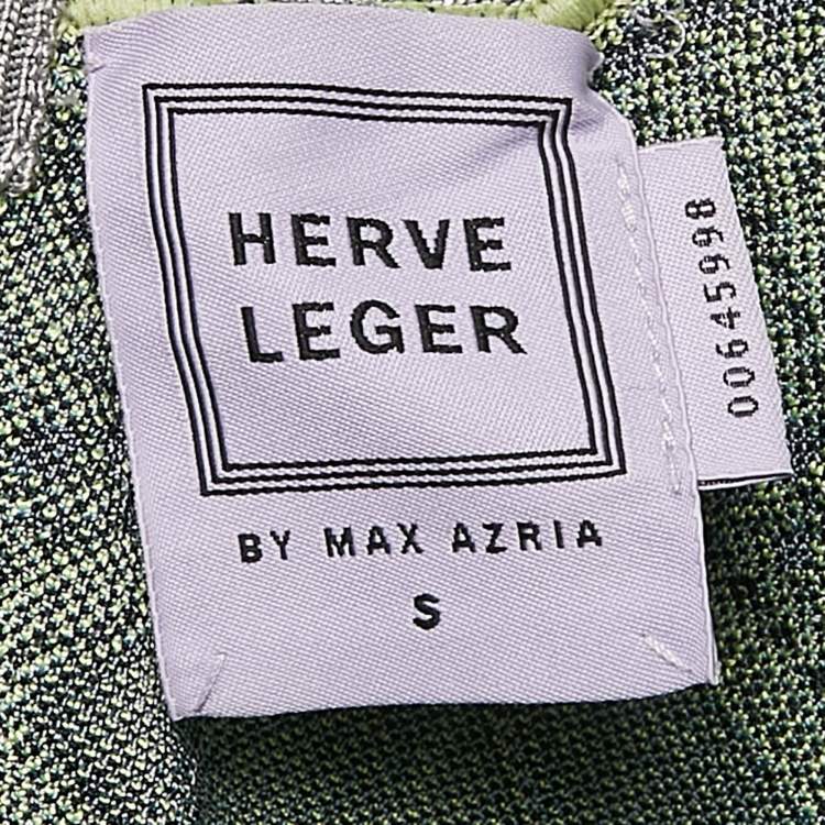 Pre Owned Herve Leger by Max Azria Blue Jacquard Knit Sleeveless Maxi Dress S