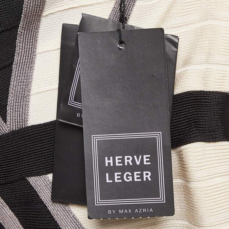 Pre Owned Herve Leger Black/White Knit Frederique Bandage Dress M