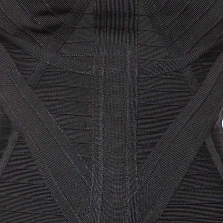 Pre Owned Herve Leger Black Bandage Knit Strapless Kabele Dress S