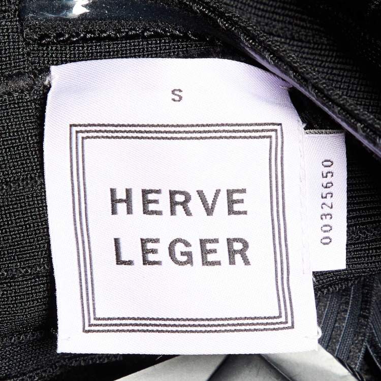 Pre Owned Herve Leger Black Bandage Knit Strapless Kabele Dress S