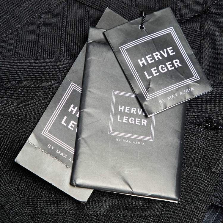 Pre Owned Herve Leger Black Bandage Knit Strapless Kabele Dress S