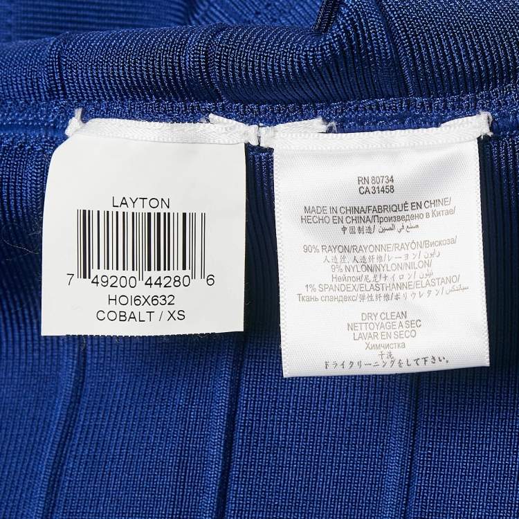 Pre Owned Herve Leger Cobalt Blue Bandage Knit Jersey Layton Dress XS