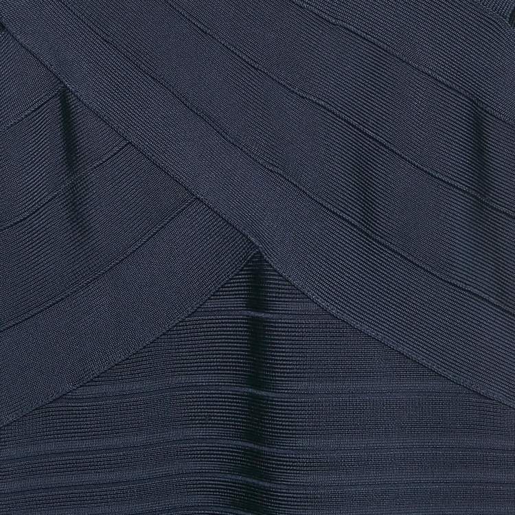 Pre Owned Herve Leger Pacific Blue Knit Bandage Stella Dress XS
