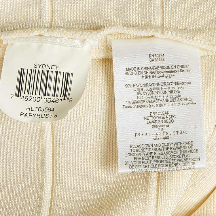 Pre Owned Herve Leger Ivory Bandage Knit Sleeveless Bodycon Dress S