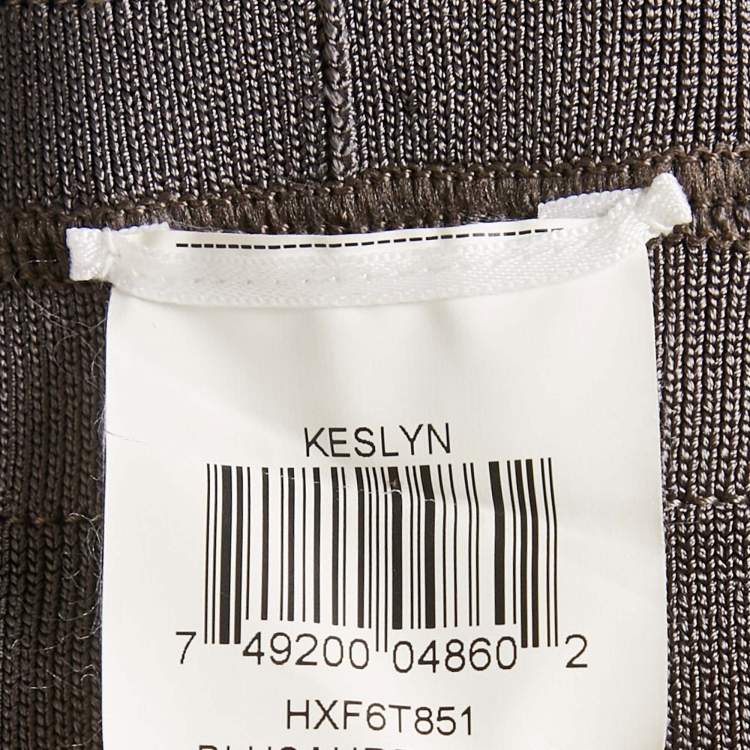 Pre Owned Herve Leger Grey/Blue Beaded Knit Bandage Keslyn Dress XS