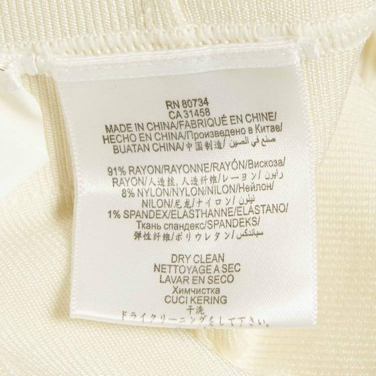 Pre Owned Herve Leger Cream Knit One-Shoulder Elena Bandage Maxi Dress M
