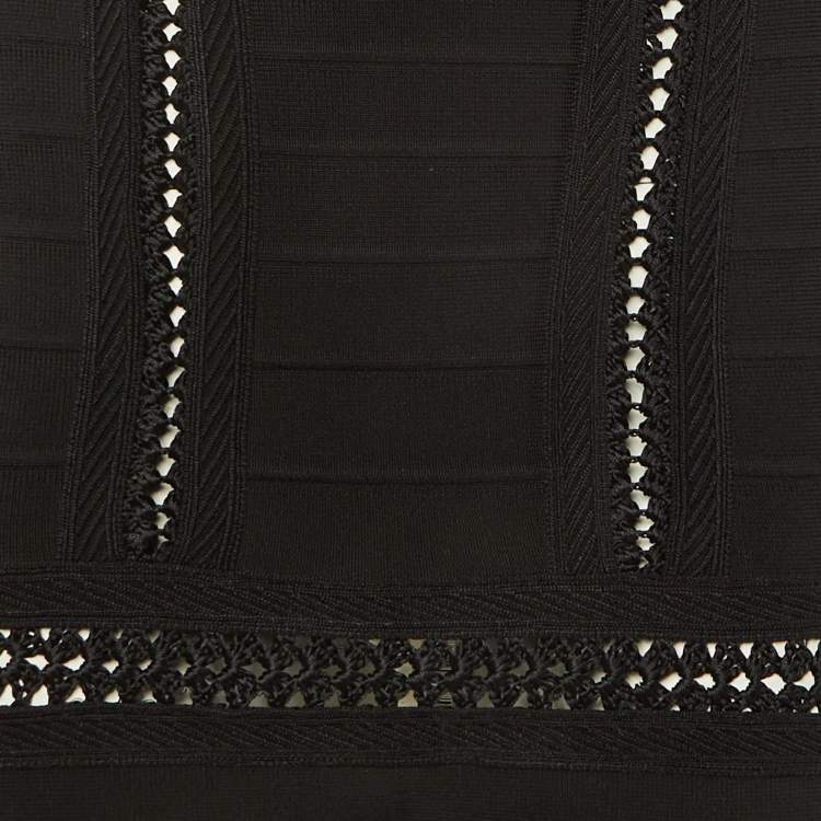 Pre Owned Herve Leger Black Knit Taliyah Mini Skirt XXS 