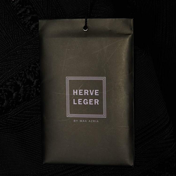 Pre Owned Herve Leger Black Knit Taliyah Mini Skirt XXS 