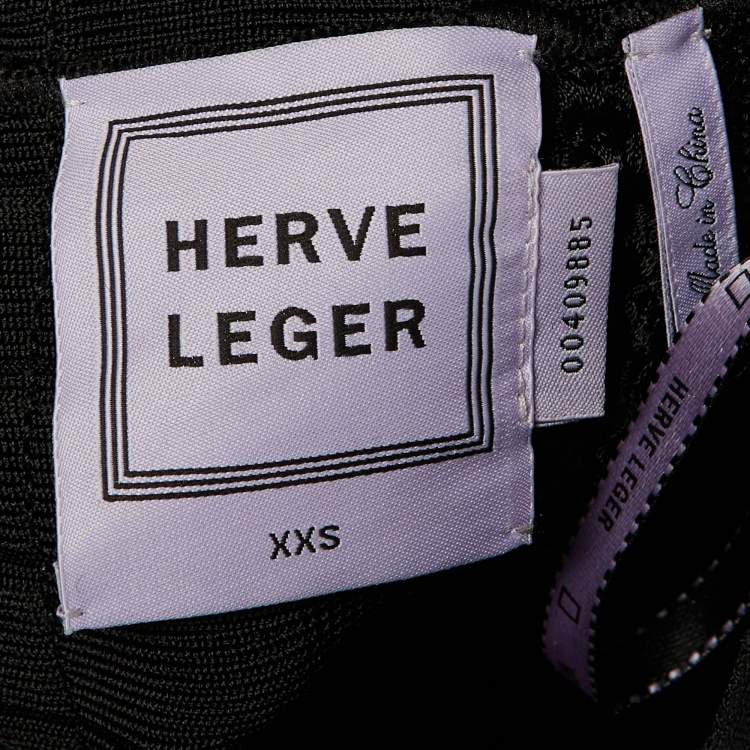 Pre Owned Herve Leger Black Knit Taliyah Mini Skirt XXS 