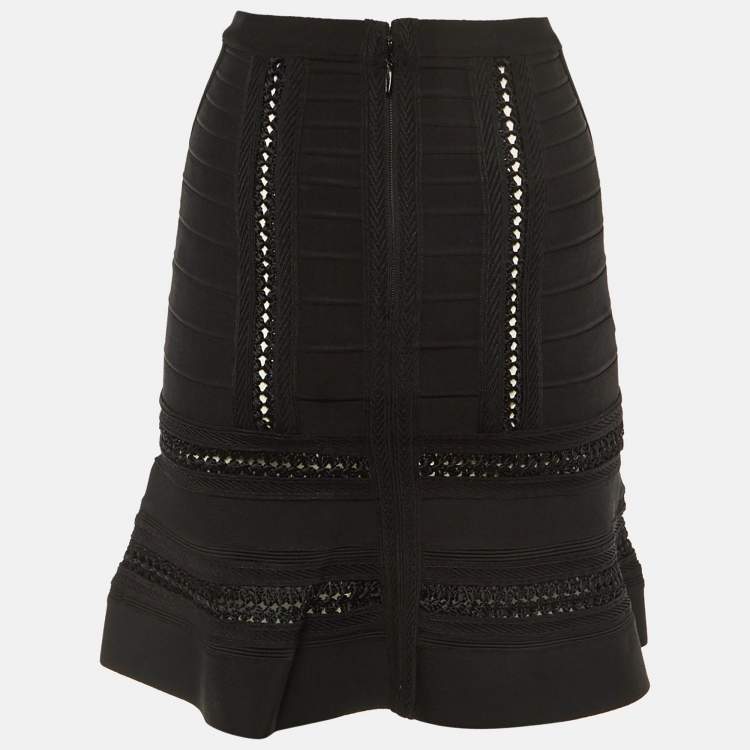 Pre Owned Herve Leger Black Knit Taliyah Mini Skirt XXS 