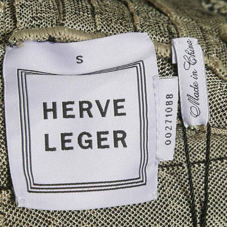 Pre Owned Herve Leger Grey Patterned Knit Gravel Mini Dress S