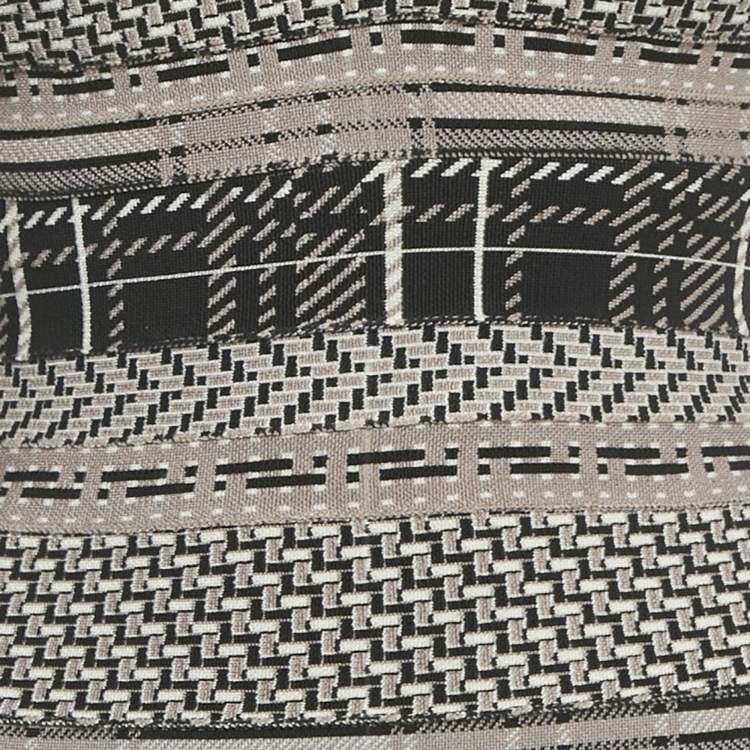 Pre Owned Herve Leger Grey Patterned Knit Gravel Mini Dress S