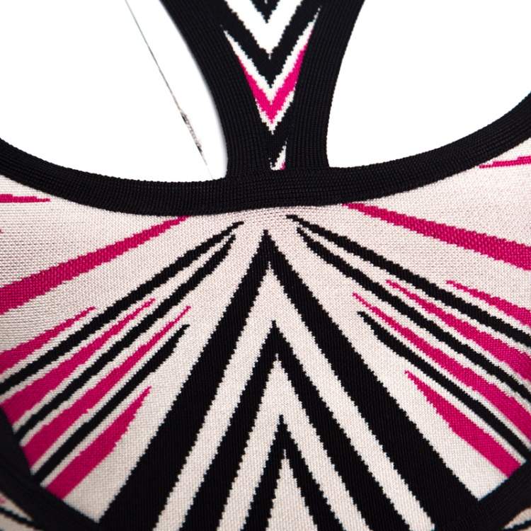 Pre Owned Herve Leger Aztec Pattern Jacquard Knit Cutout Detail A Line Anaya Dress XXS