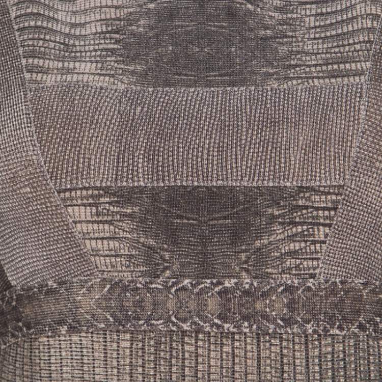 Pre Owned Herve Leger Brown Snakeskin Print Bandage Cocktail Dress XS 