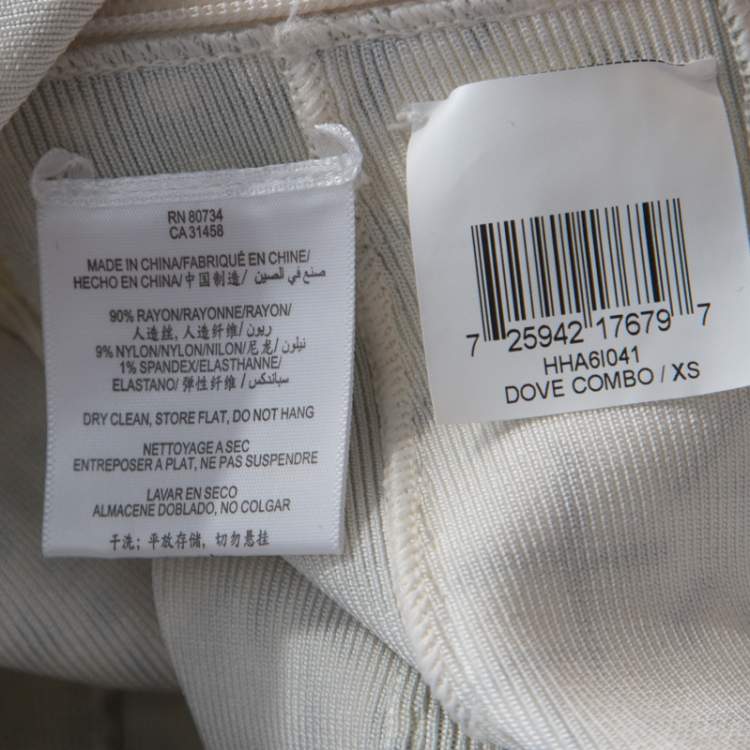 Pre Owned Herve Leger Dove Grey Multi Print Paneled Halter Bandage Dress XS